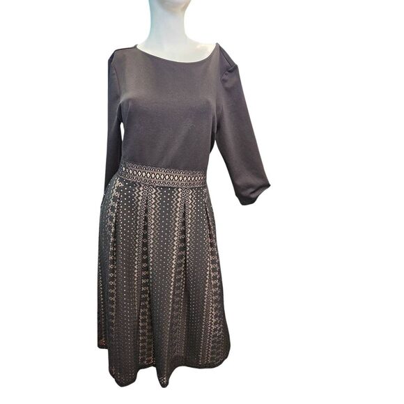 VF Show Black Cream Fit And Flair Dress Womens XL NEW TAGS - Picture 1 of 10